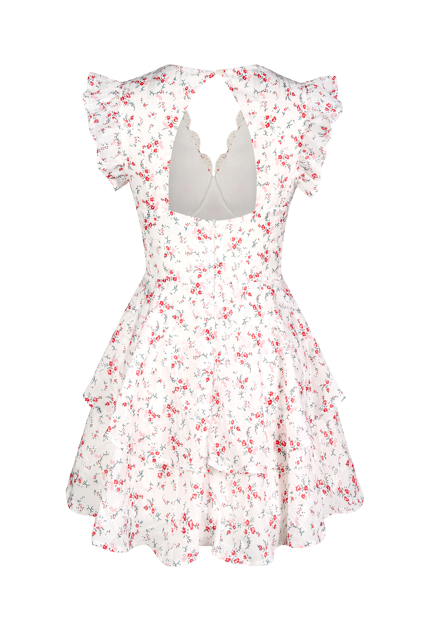 Floral Lace V-Neck Cut-Out Backless Mini Dress