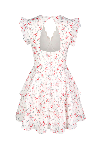 Floral Lace V-Neck Cut-Out Backless Mini Dress