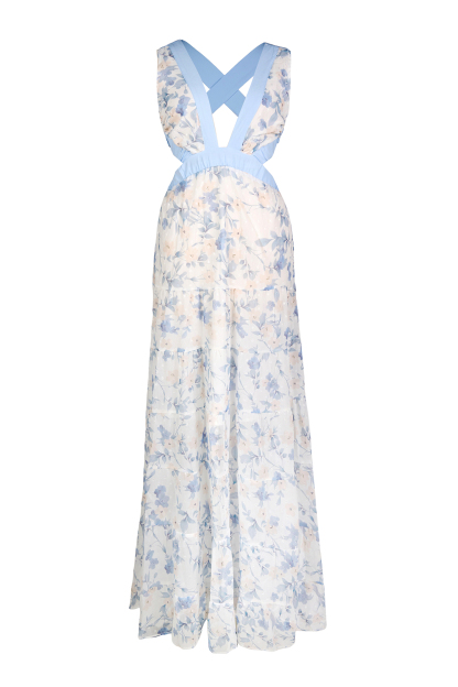 Floral Cut-Out Backless Maxi Dress