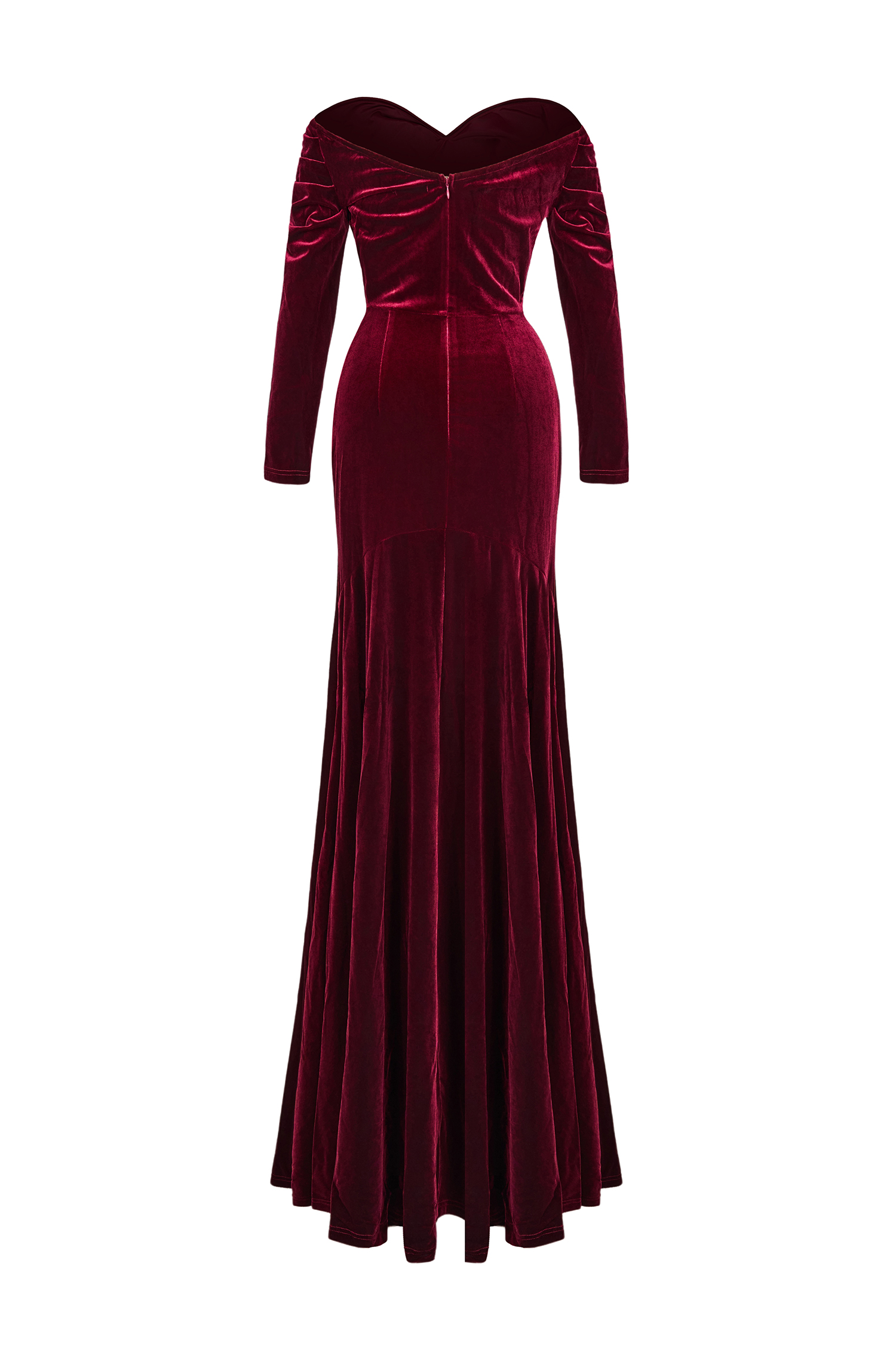 Velvet Solid Off-Shoulder Maxi Dress – JardinVue