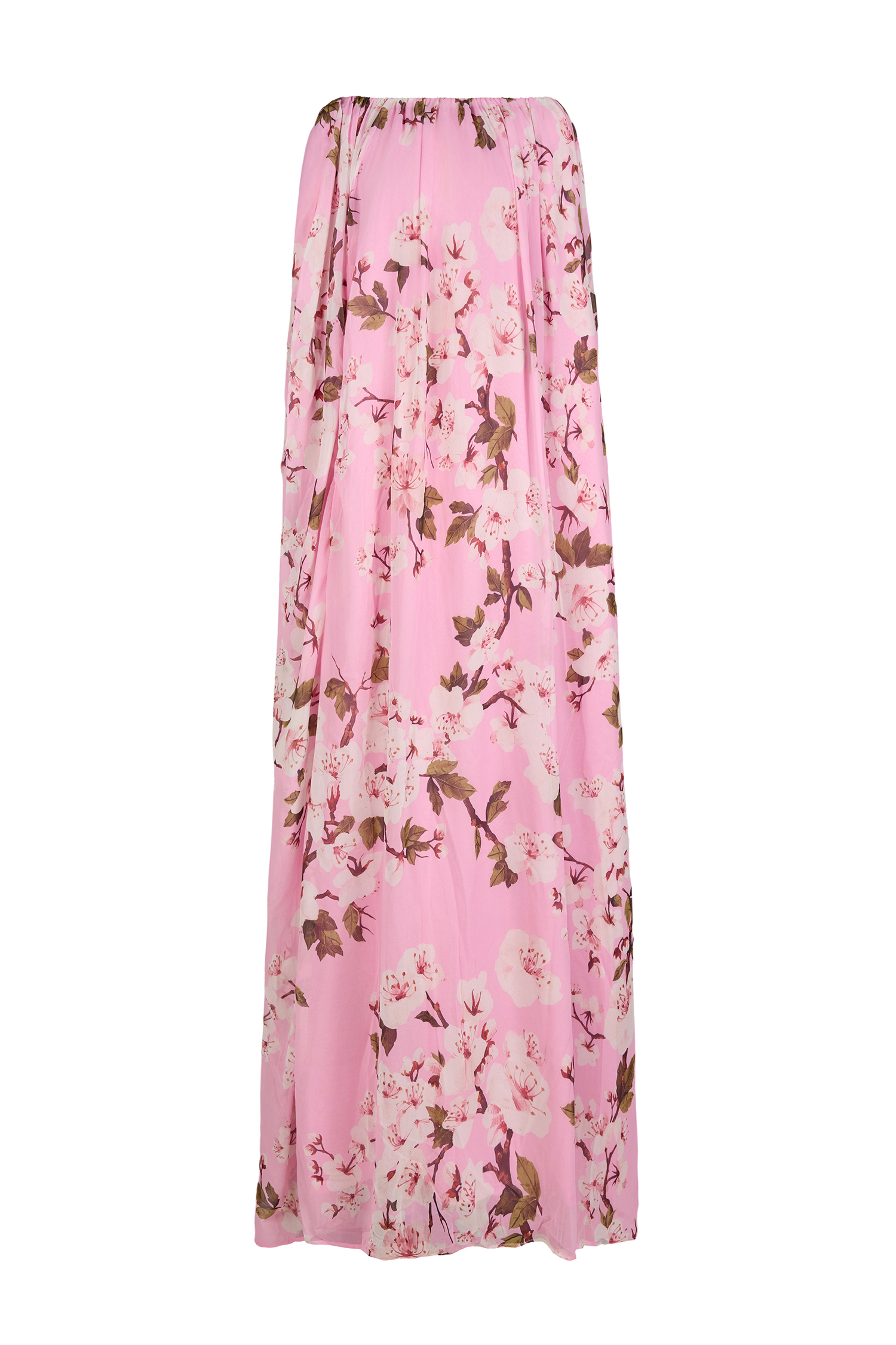Floral Gathering Cape Sleeve Maxi Dress