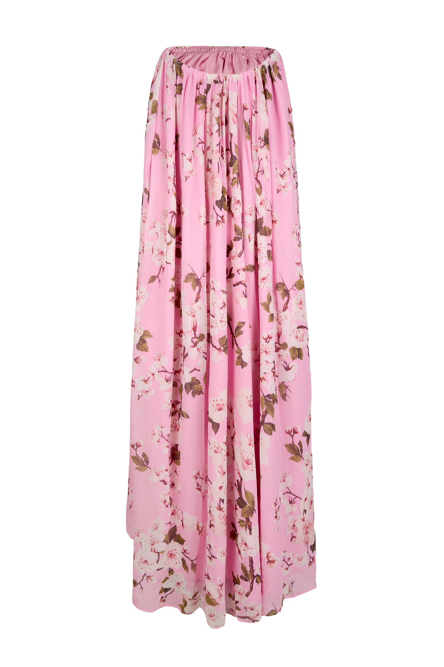 Floral Gathering Cape Sleeve Maxi Dress