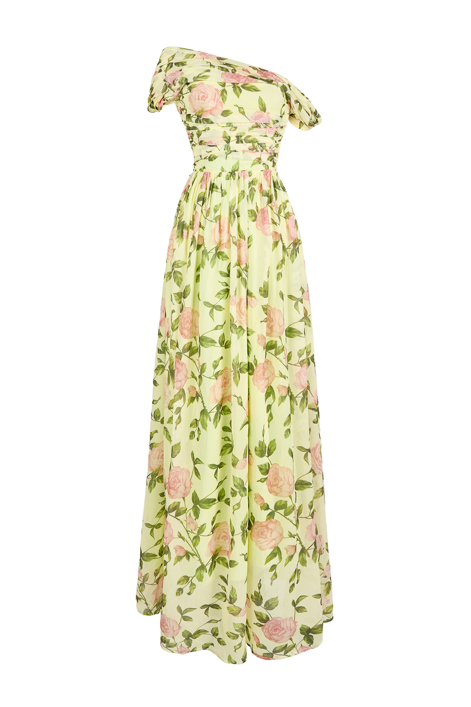 Floral Skew Collar Chiffon Maxi Dress – JardinVue