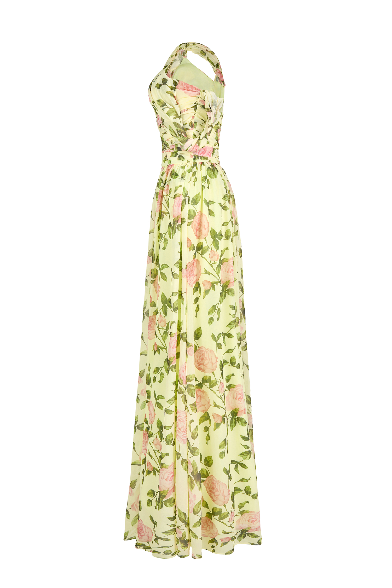 Floral Skew Collar Chiffon Maxi Dress – JardinVue