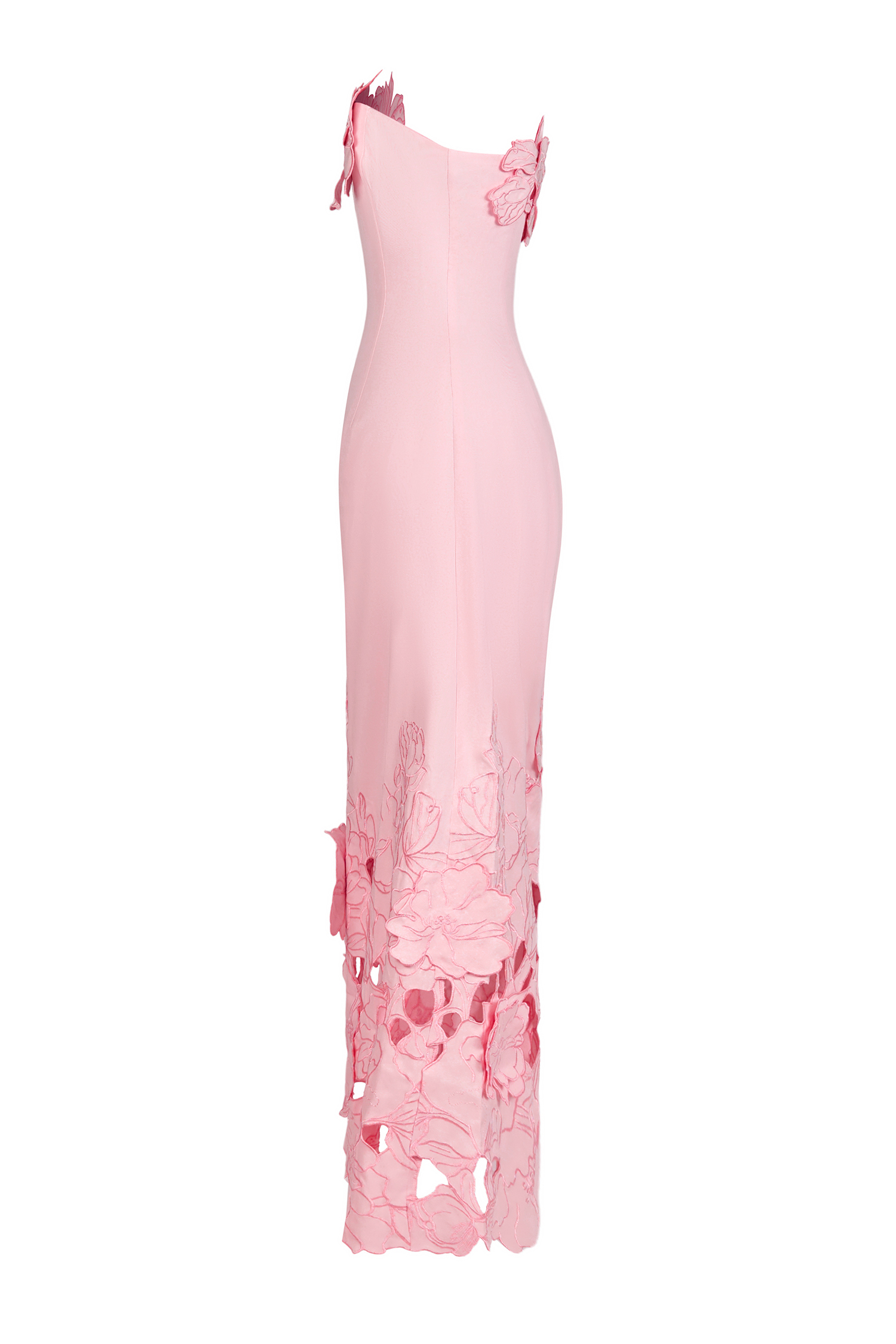 Off-Shoulder Floral Appliqud Midi Dress  JardinVue