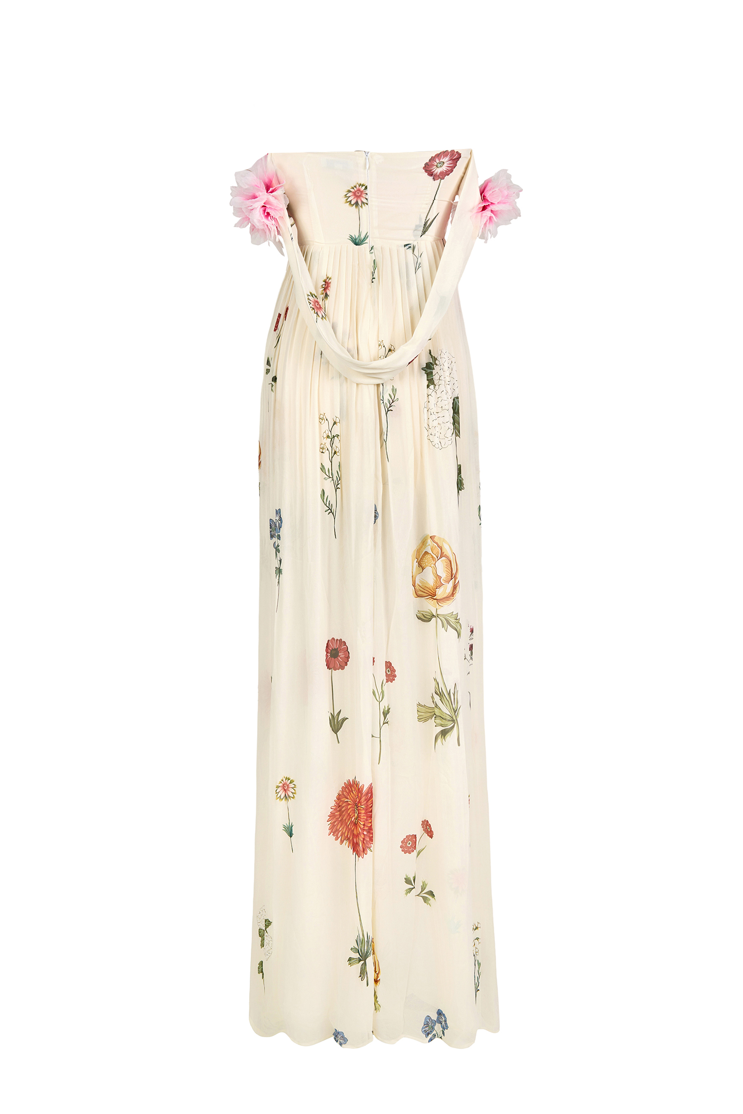 Chiffon Floral Off-Shoulder Maxi Dress