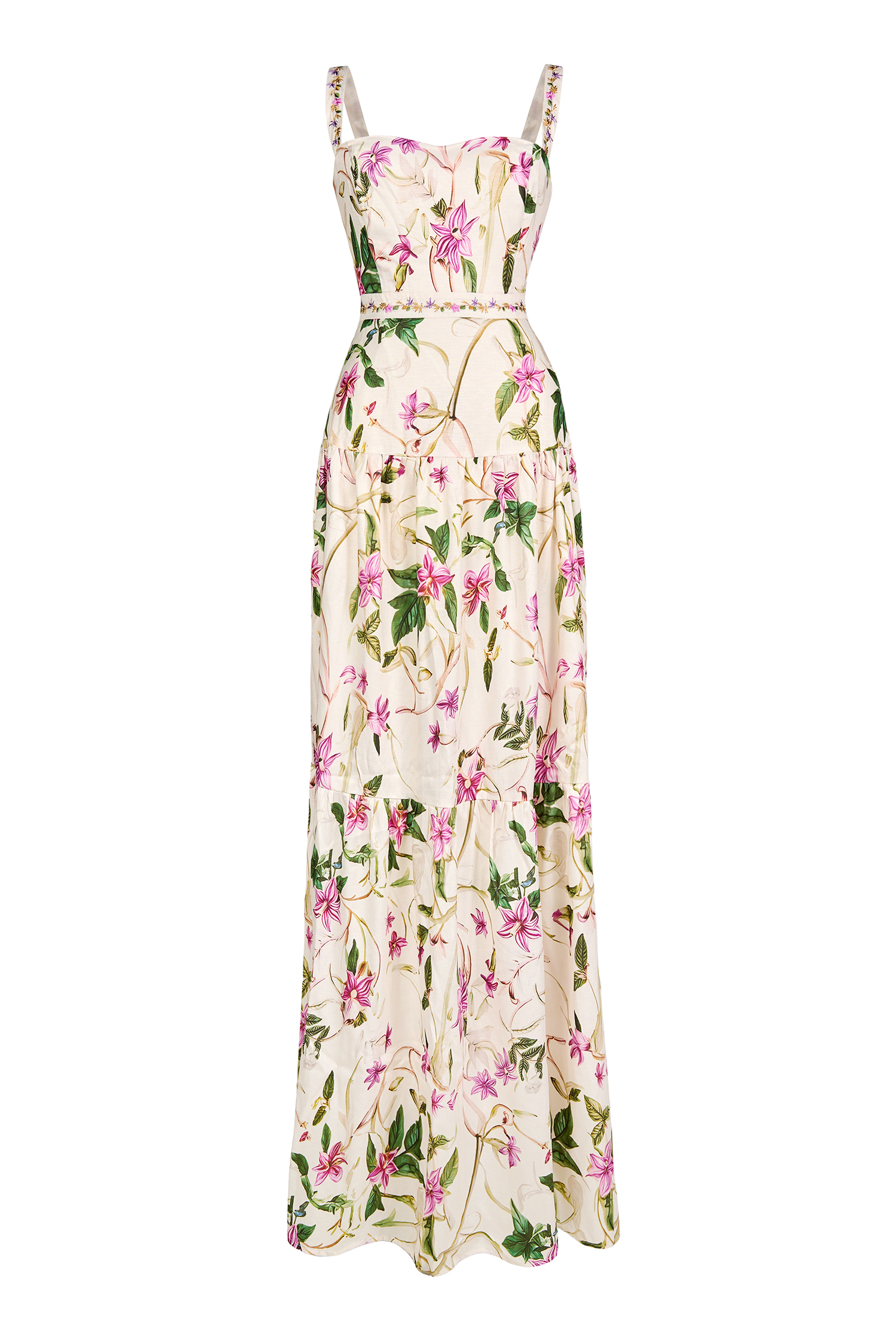 Embroidered Floral Slip Maxi Dress