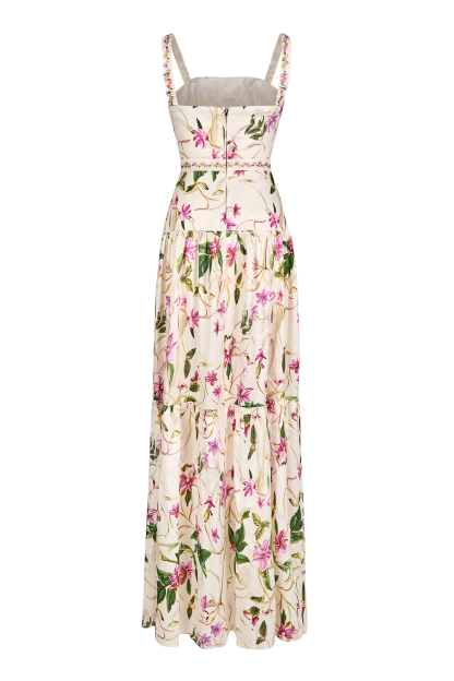 Embroidered Floral Slip Maxi Dress