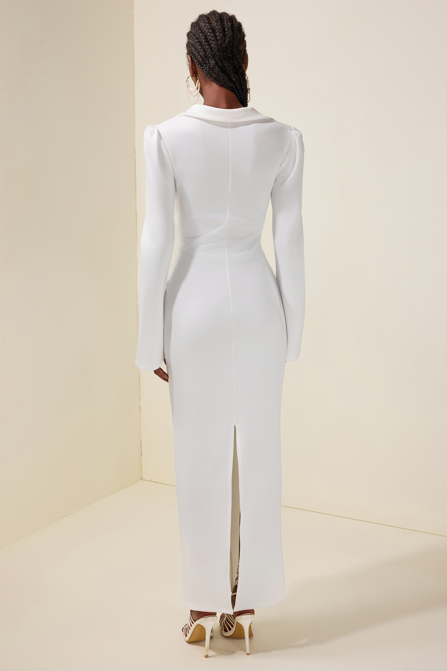 Solid V-Neck Tie-Up Maxi Dress