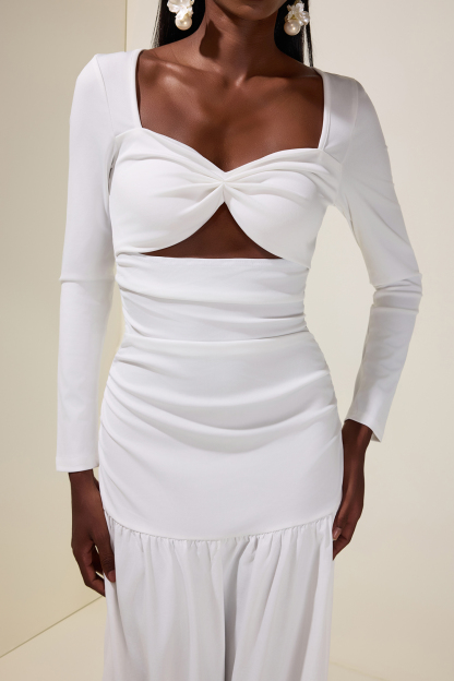 Solid Long Sleeve Cut-Out Maxi Dress