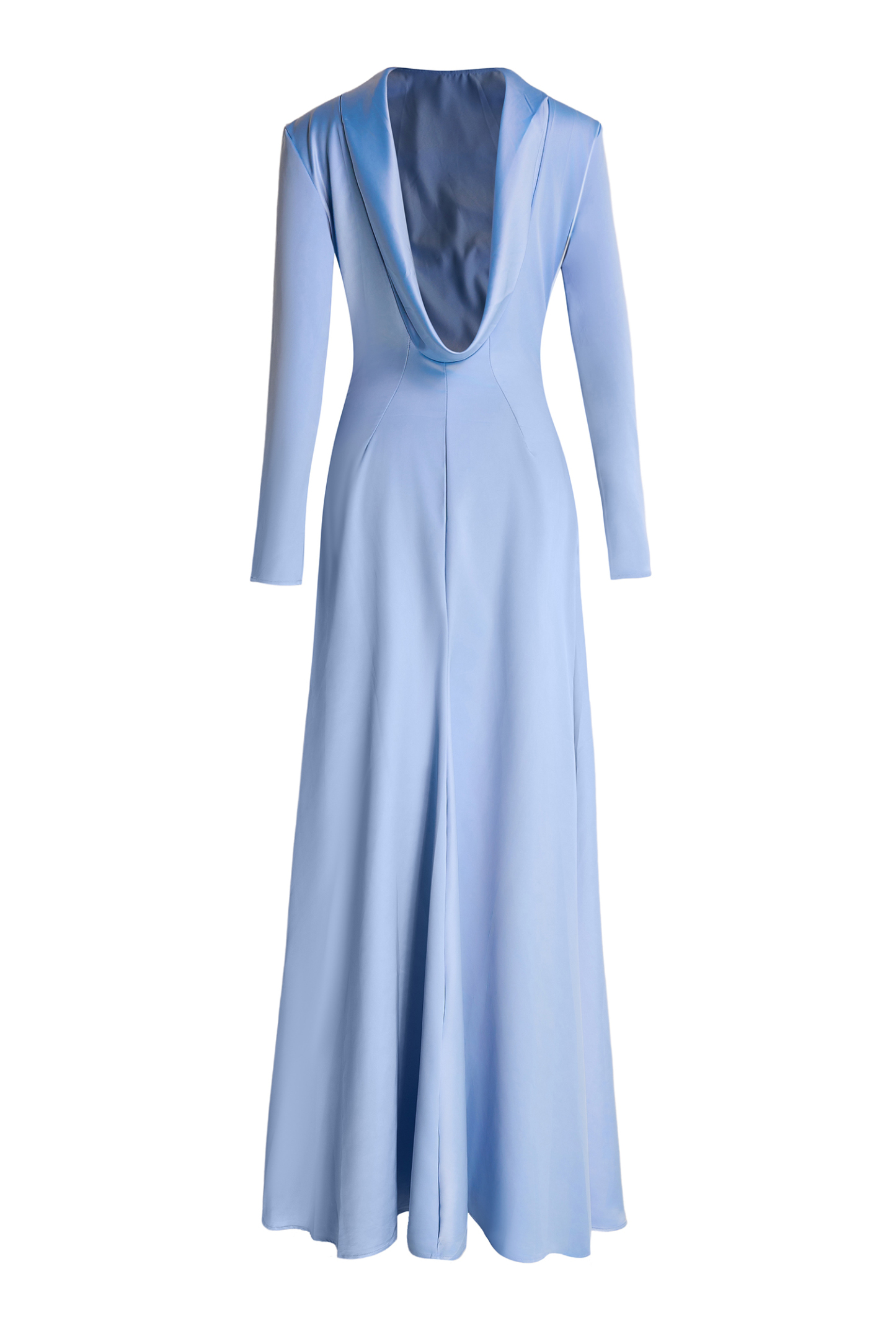 Satin Swing Collar Solid Maxi Dress