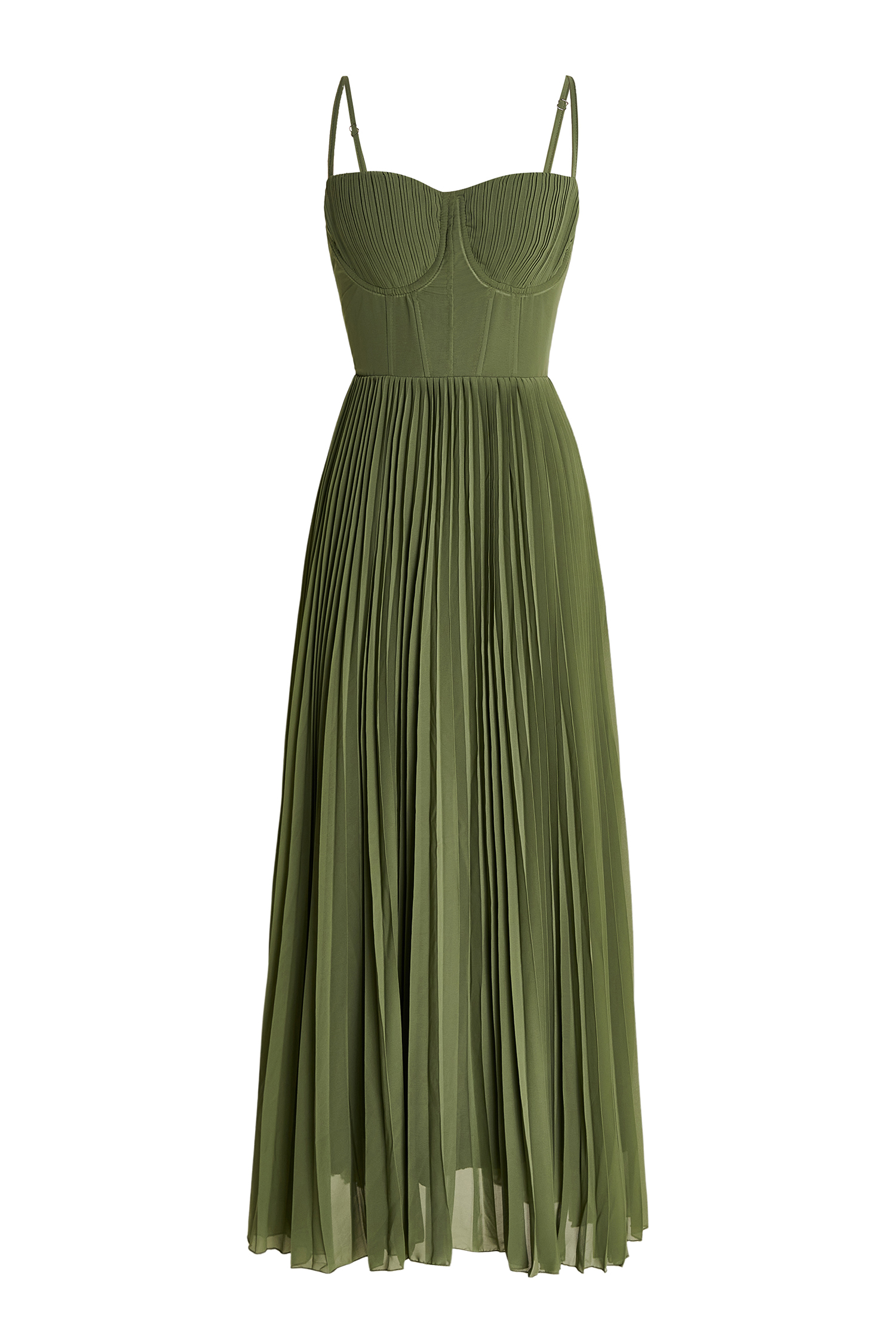 Solid Pleated Slip Midi Dress