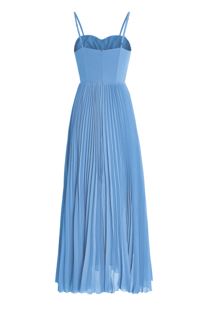 Solid Pleated Slip Midi Dress