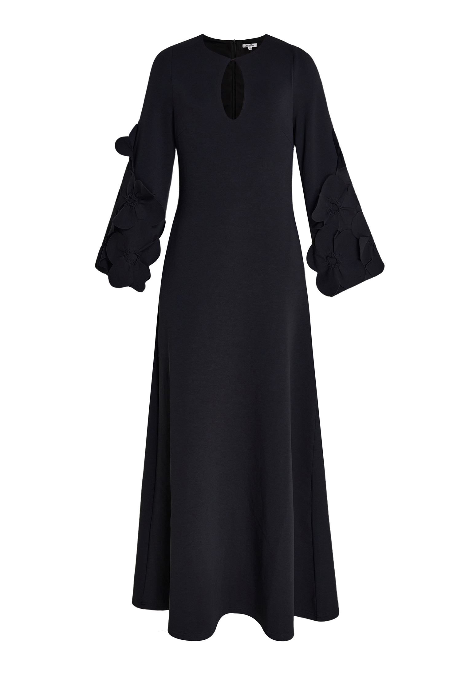 3D Floral Solid Cut-Out Maxi Dress