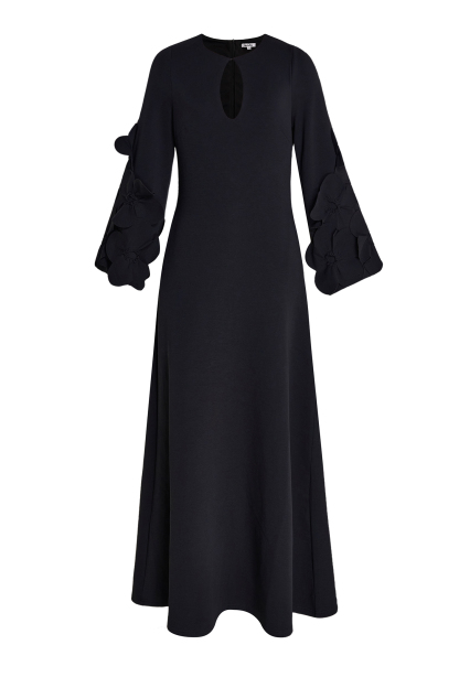 3D Floral Solid Cut-Out Maxi Dress