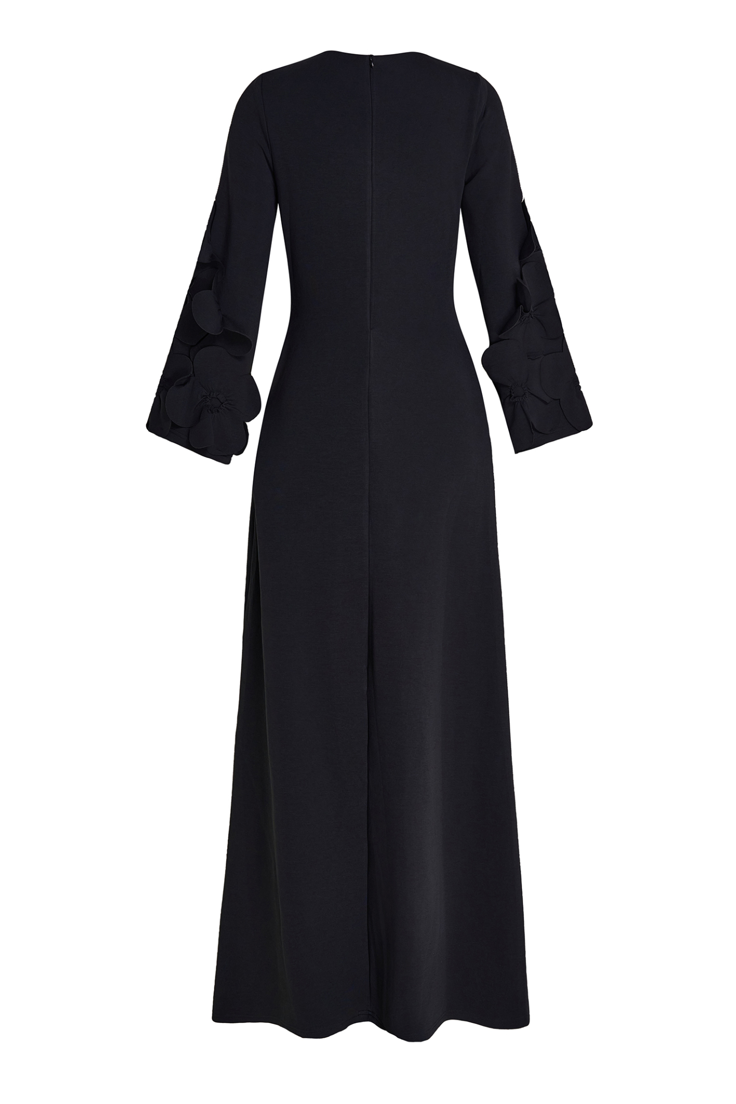 3D Floral Solid Cut-Out Maxi Dress