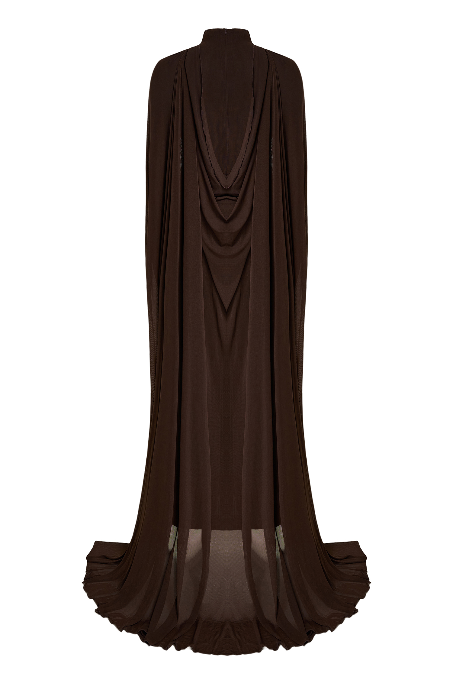 Jersey Solid Maxi Dress With Cape