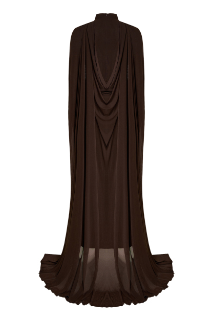 Jersey Solid Maxi Dress With Cape