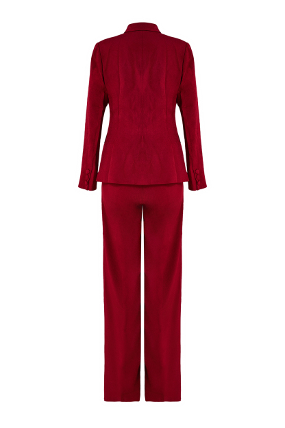 Ribbon Flapped Blazer & High Waist Pants Set