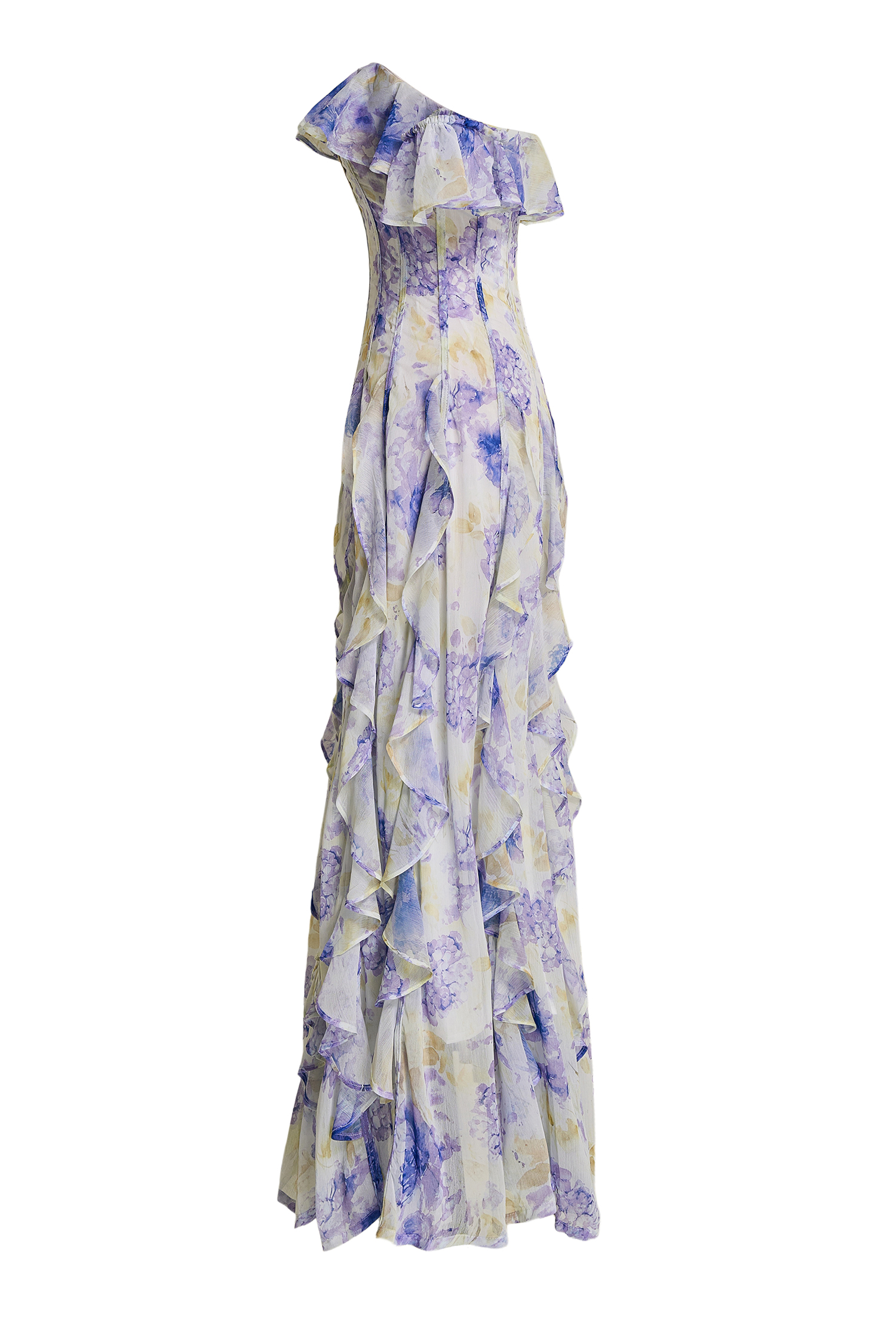 Floral Frill Off-Shoulder Maxi Dress