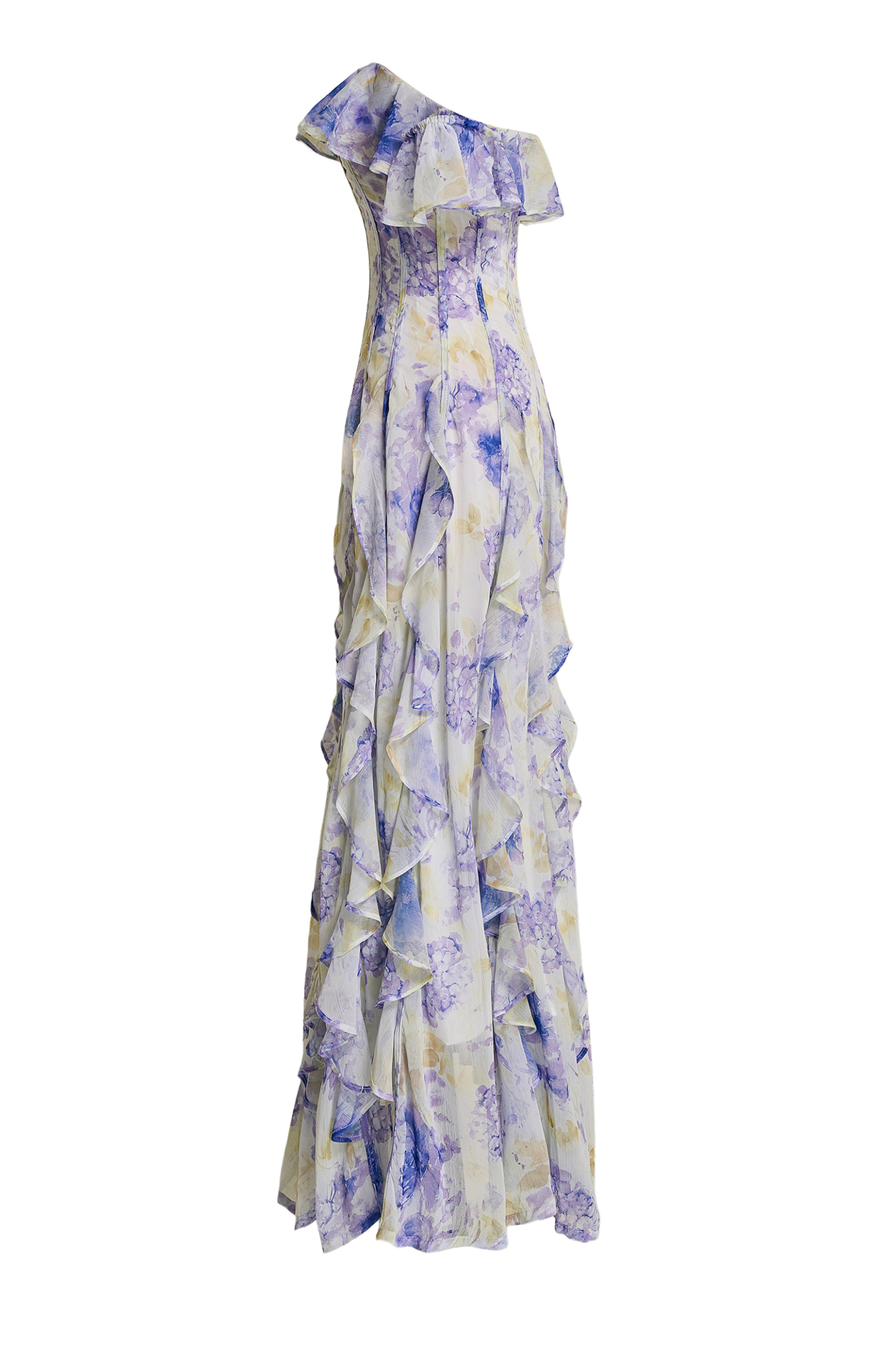 Floral Frill Off-Shoulder Maxi Dress