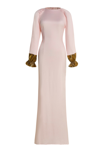 Satin Splicing Metallic Raglan Sleeve Maxi Dress