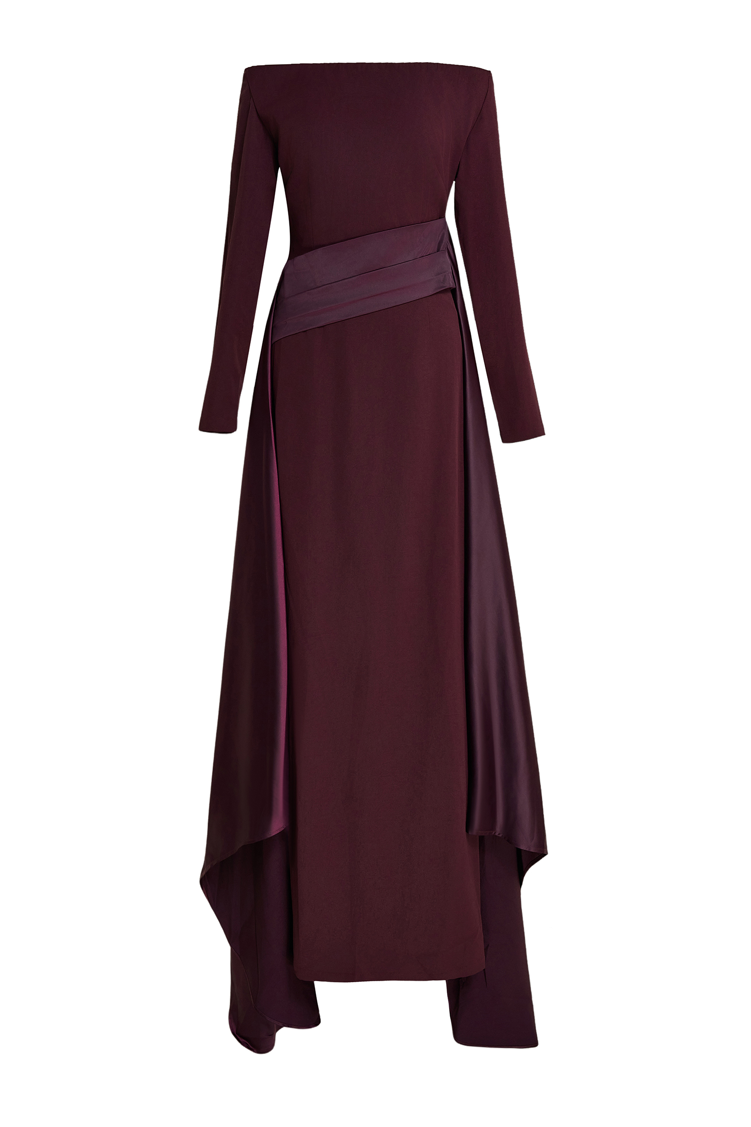 Satin Splicing Off-Shoulder Maxi Dress
