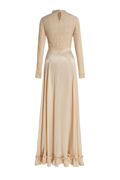 Lace Satin Splicing Maxi Dress