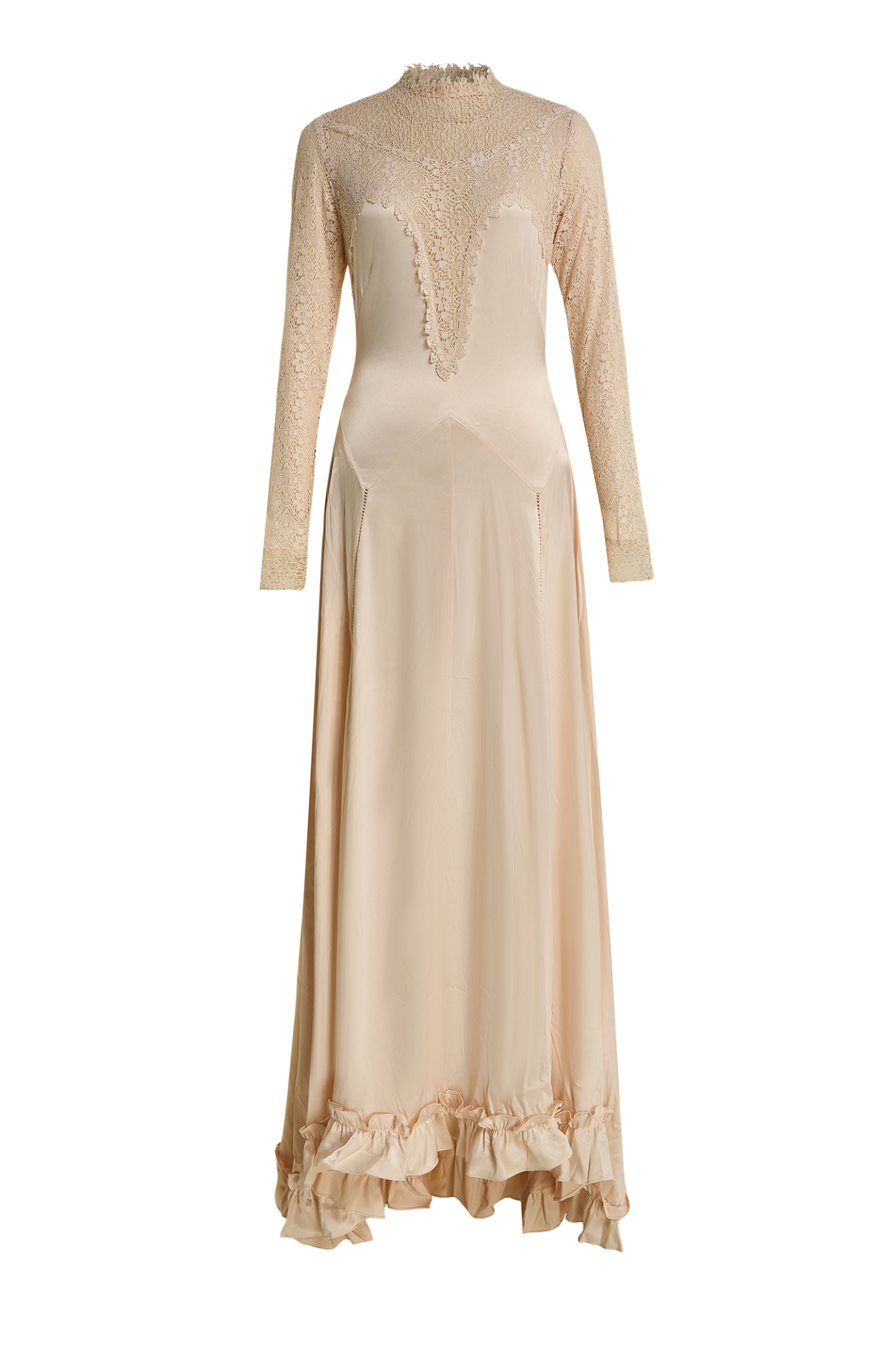 Lace Satin Splicing Maxi Dress