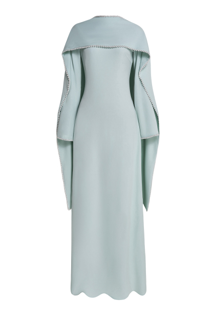 Pearl Bell Sleeve Maxi Dress With Cape