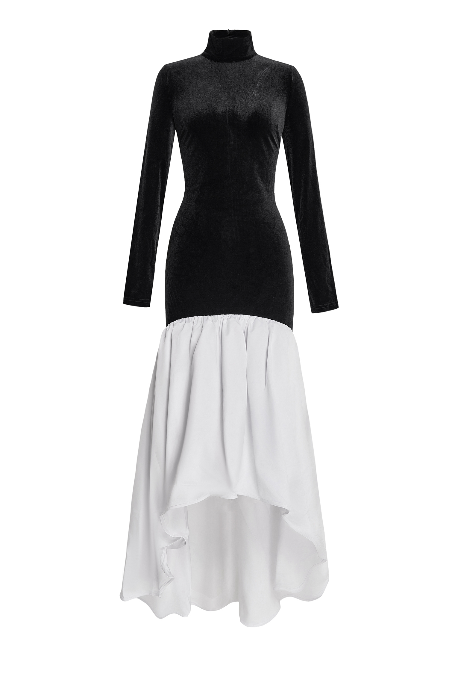 Satin Velvet Splicing Maxi Dress