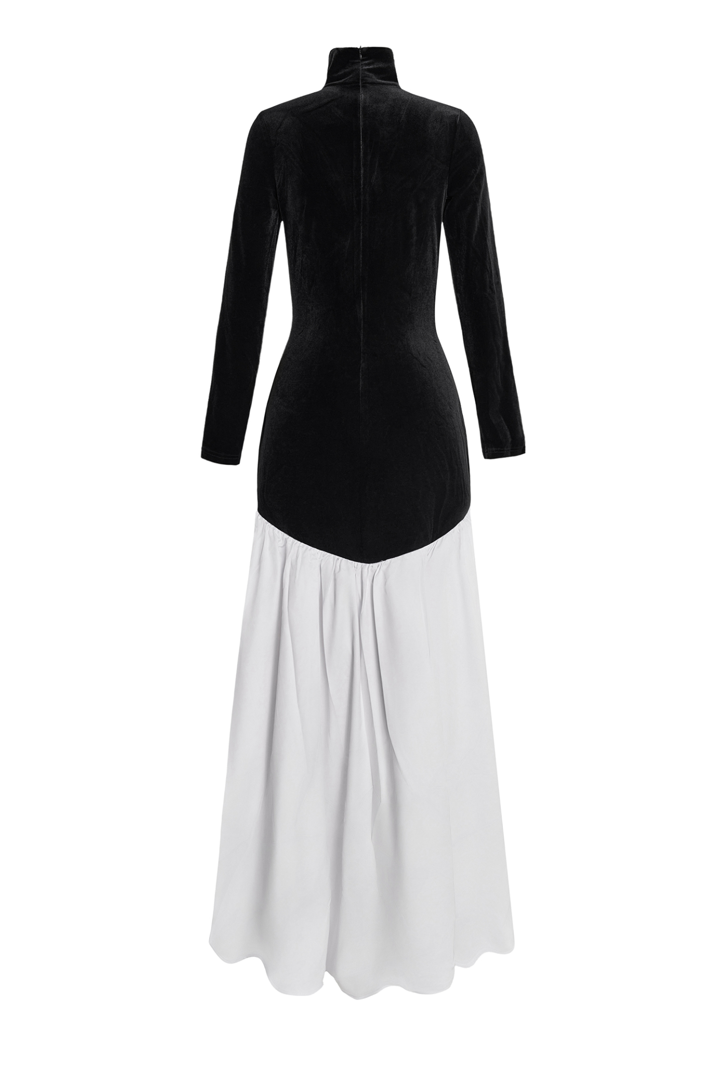 Satin Velvet Splicing Maxi Dress