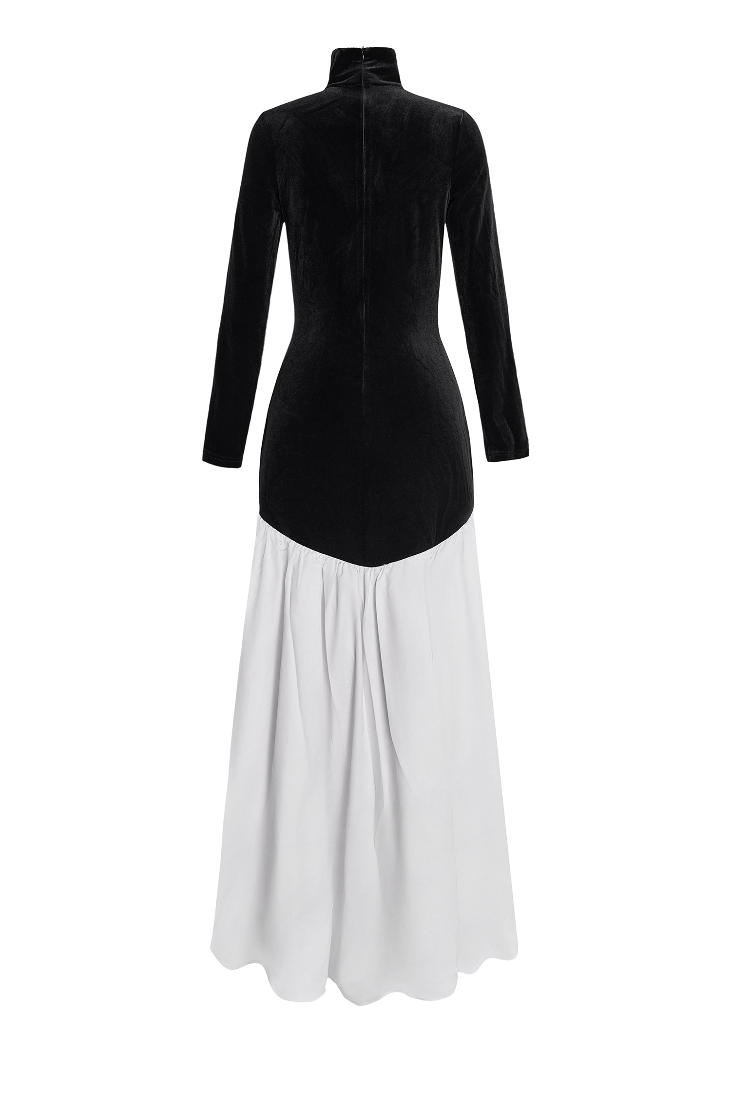 Satin Velvet Splicing Maxi Dress