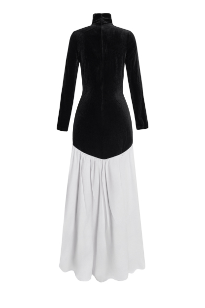 Satin Velvet Splicing Maxi Dress