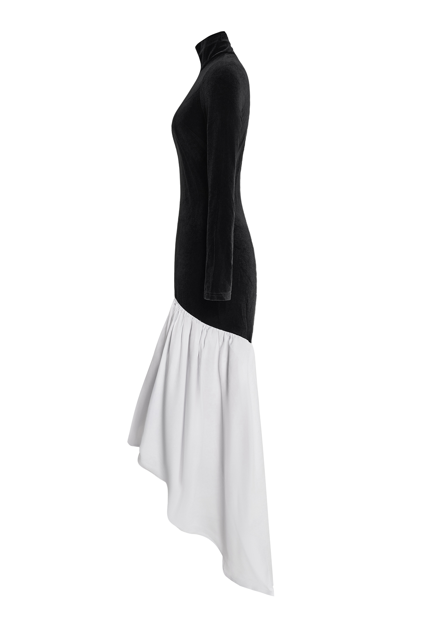 Satin Velvet Splicing Maxi Dress