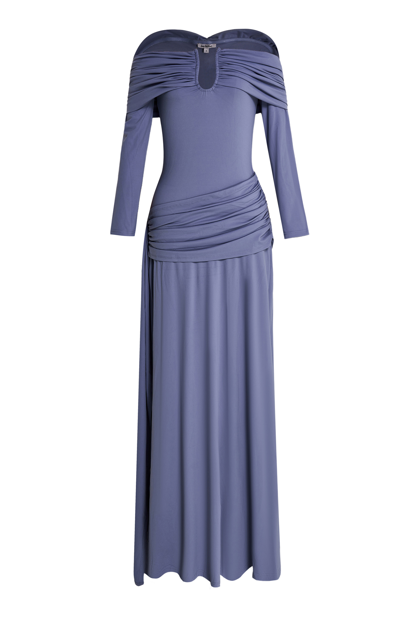 Solid Ruched Off-Shoulder Maxi Dress