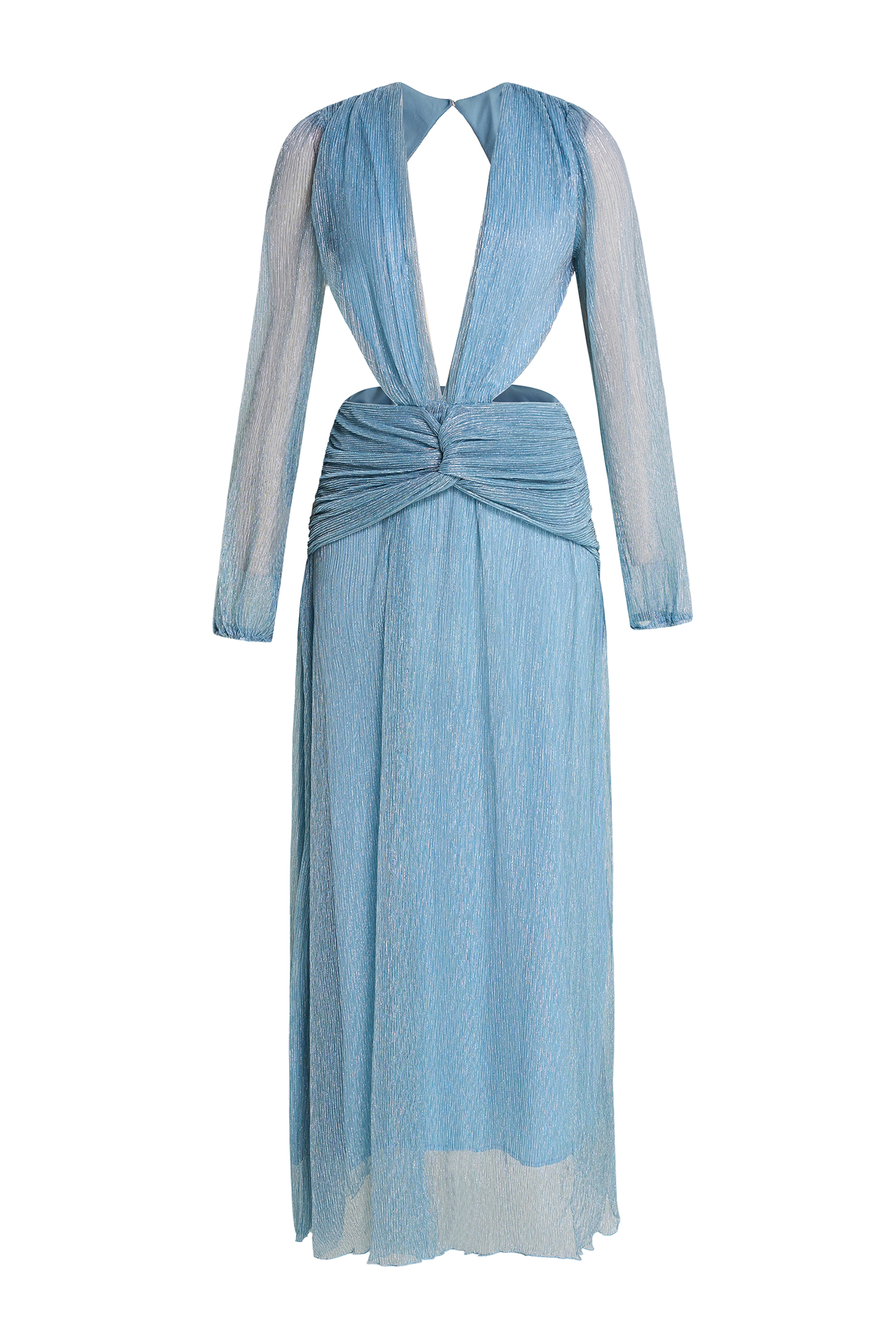 Luxury Pleated V-Neck Cut-Out Maxi Dress