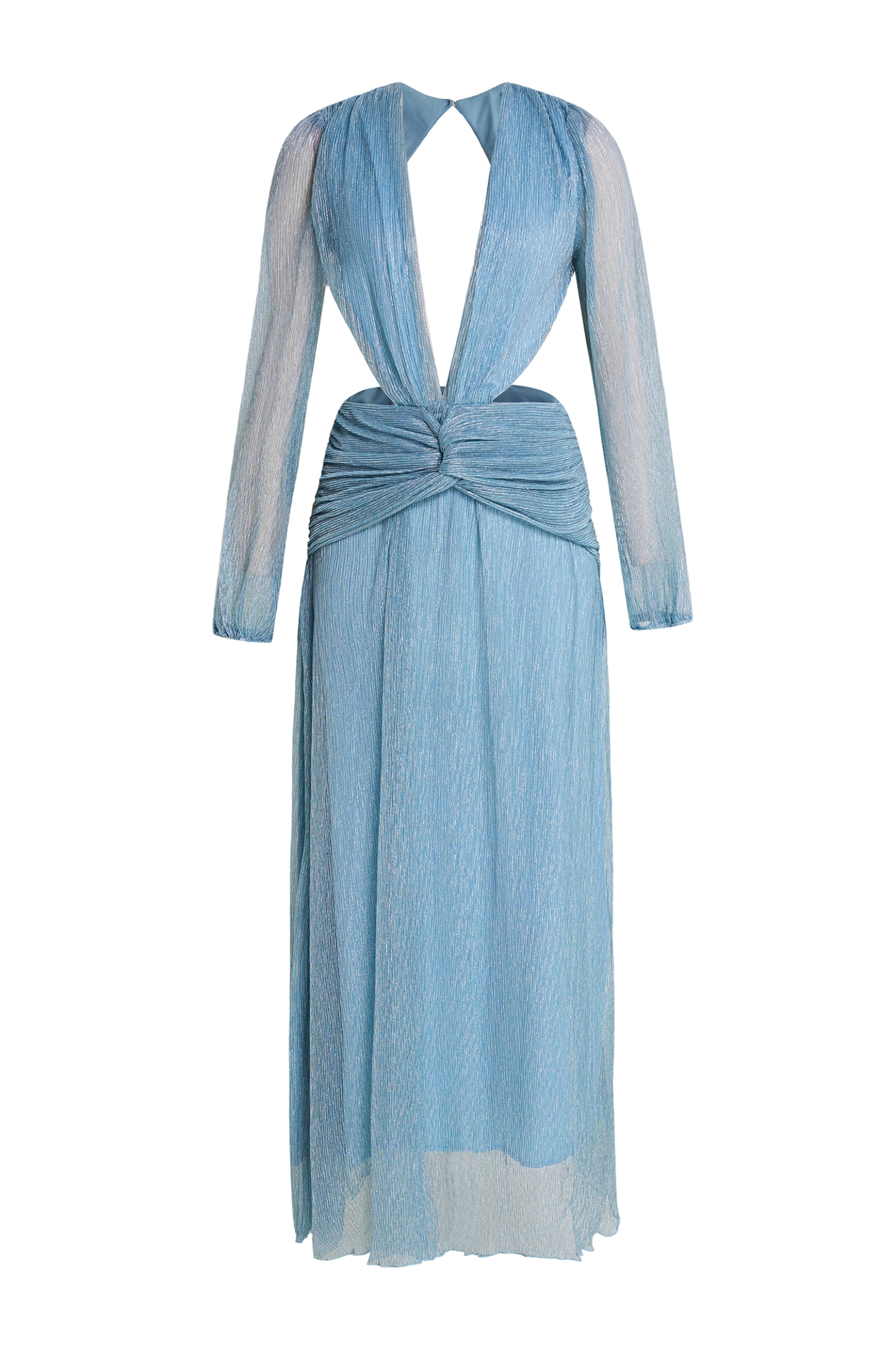 Luxury Pleated V-Neck Cut-Out Maxi Dress