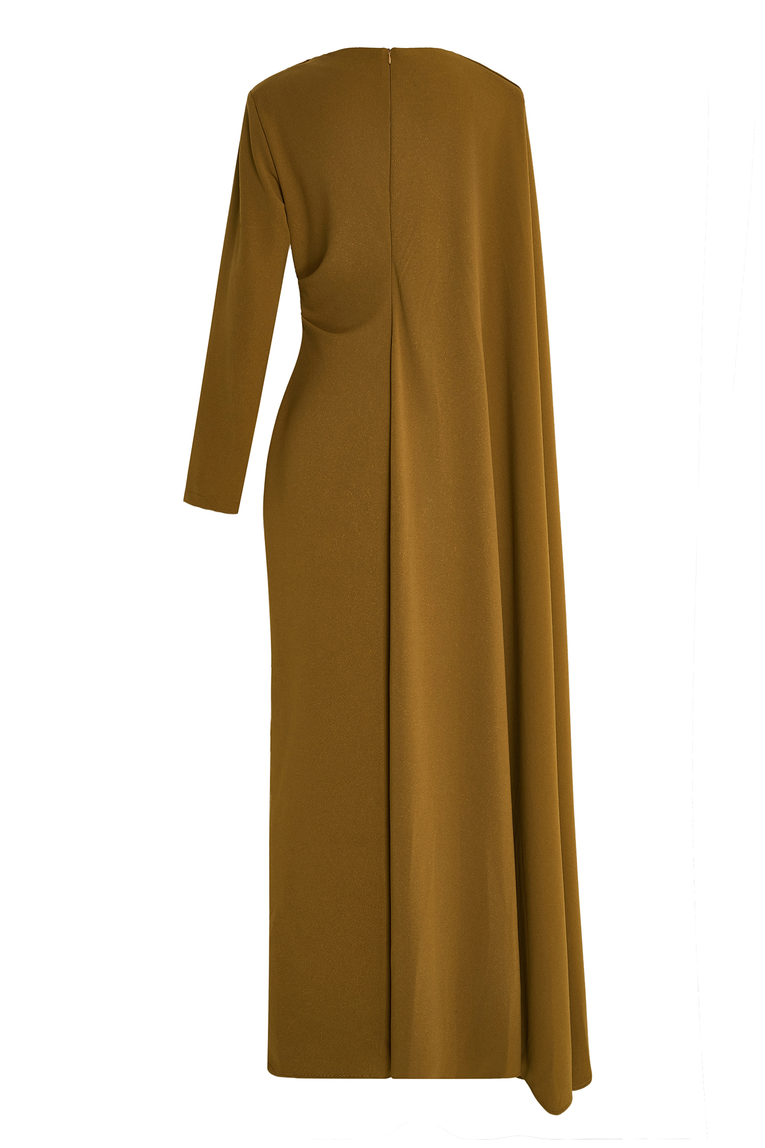 Pleated Round Neck Cape Maxi Dress