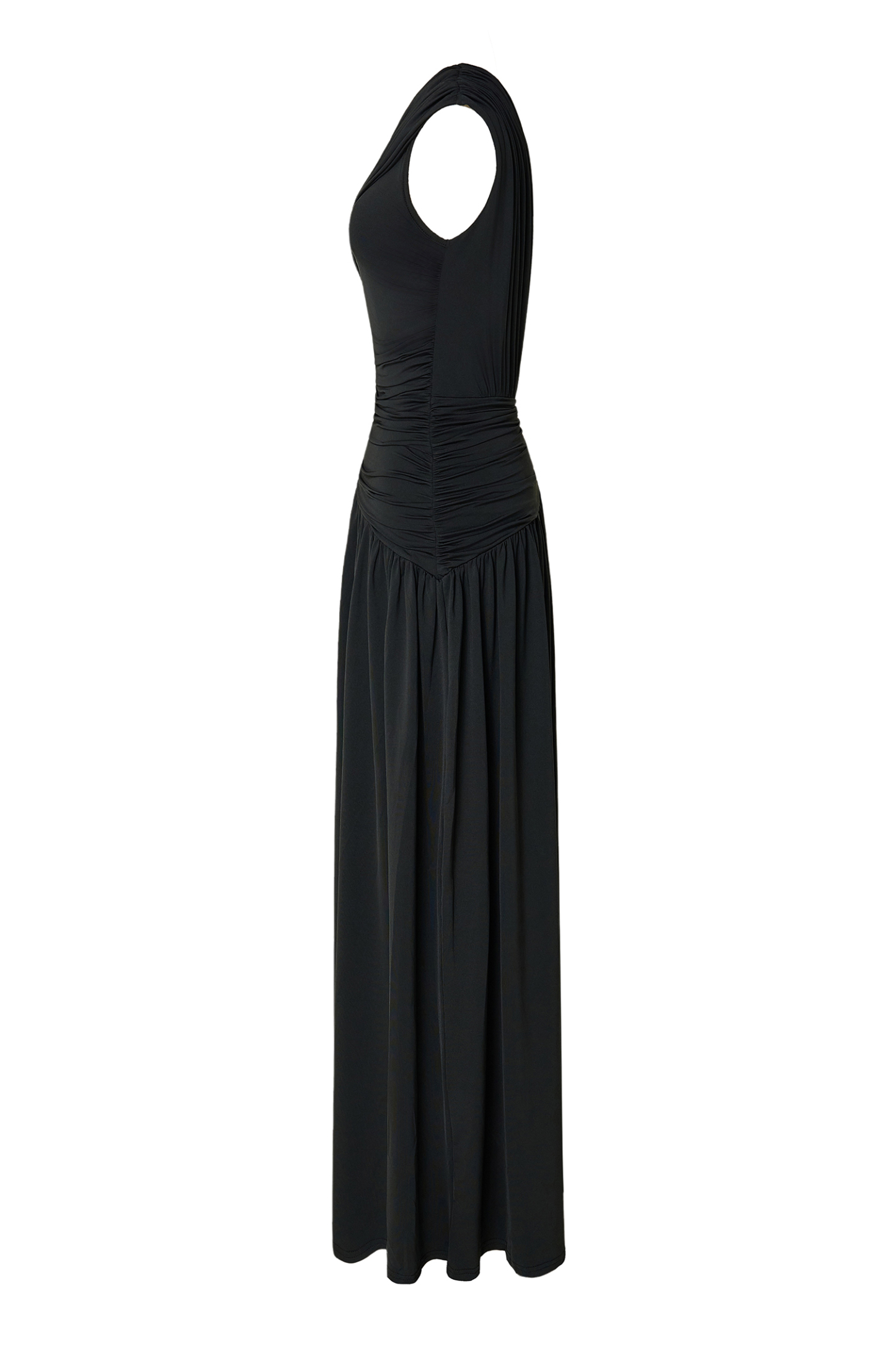 Gathering Solid One-Shoulder Maxi Dress