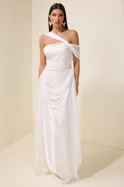 Satin Sleeveless Gathering Maxi Dress