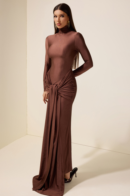 Jersey Gathering Tie-Up Maxi Dress