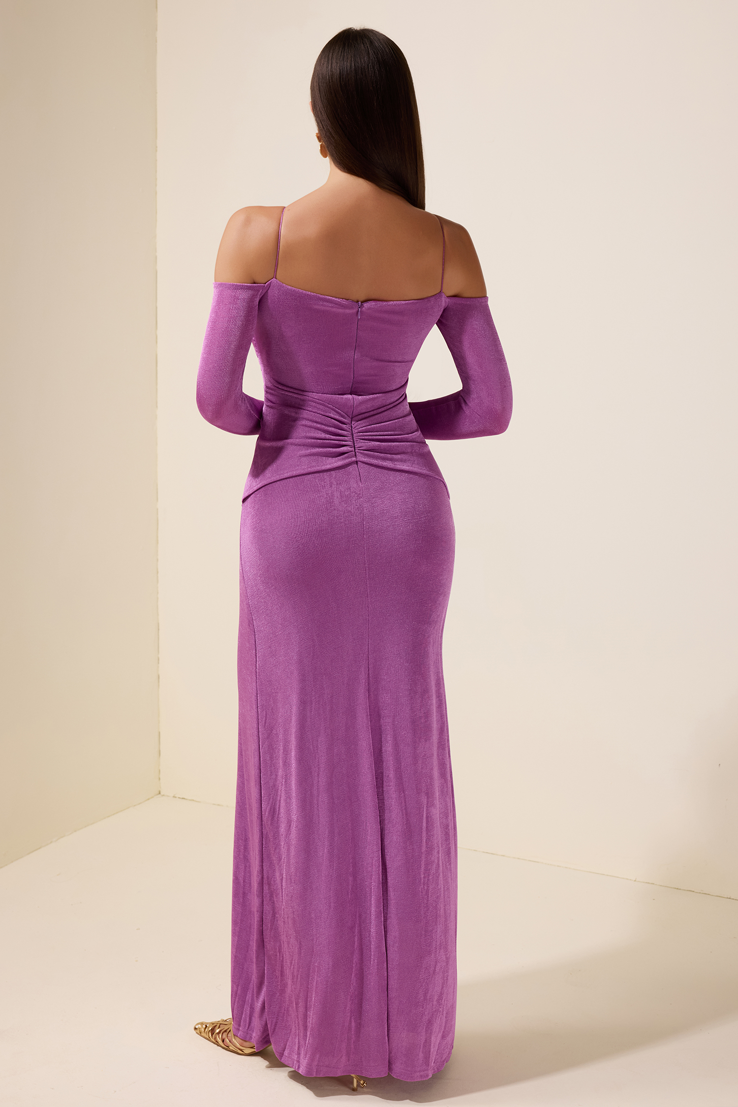 Jersey Metal Decorations Gathering Maxi Dress