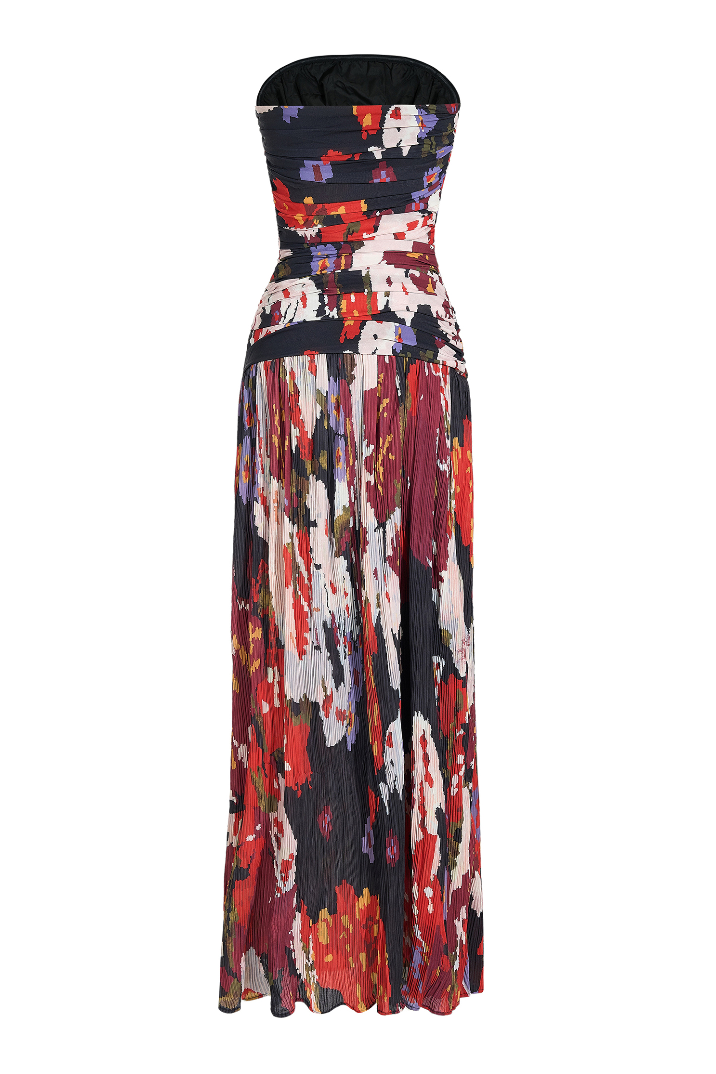 Pleated Off-Shoulder Floral Midi Dress