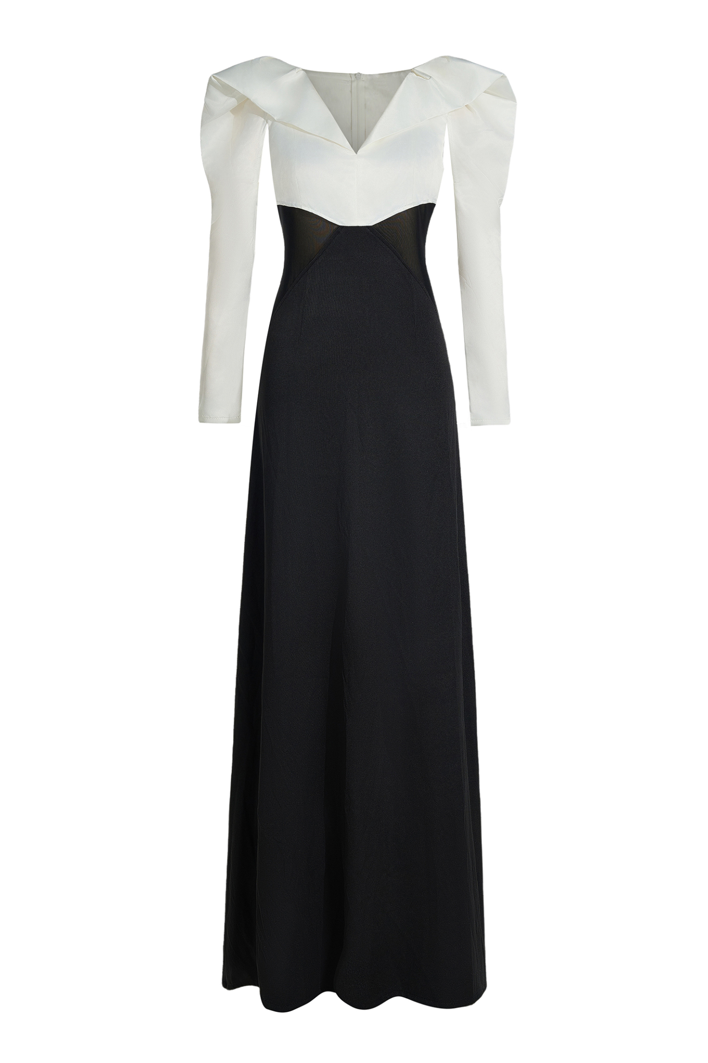 Contrast Color Long Sleeve Maxi Dress