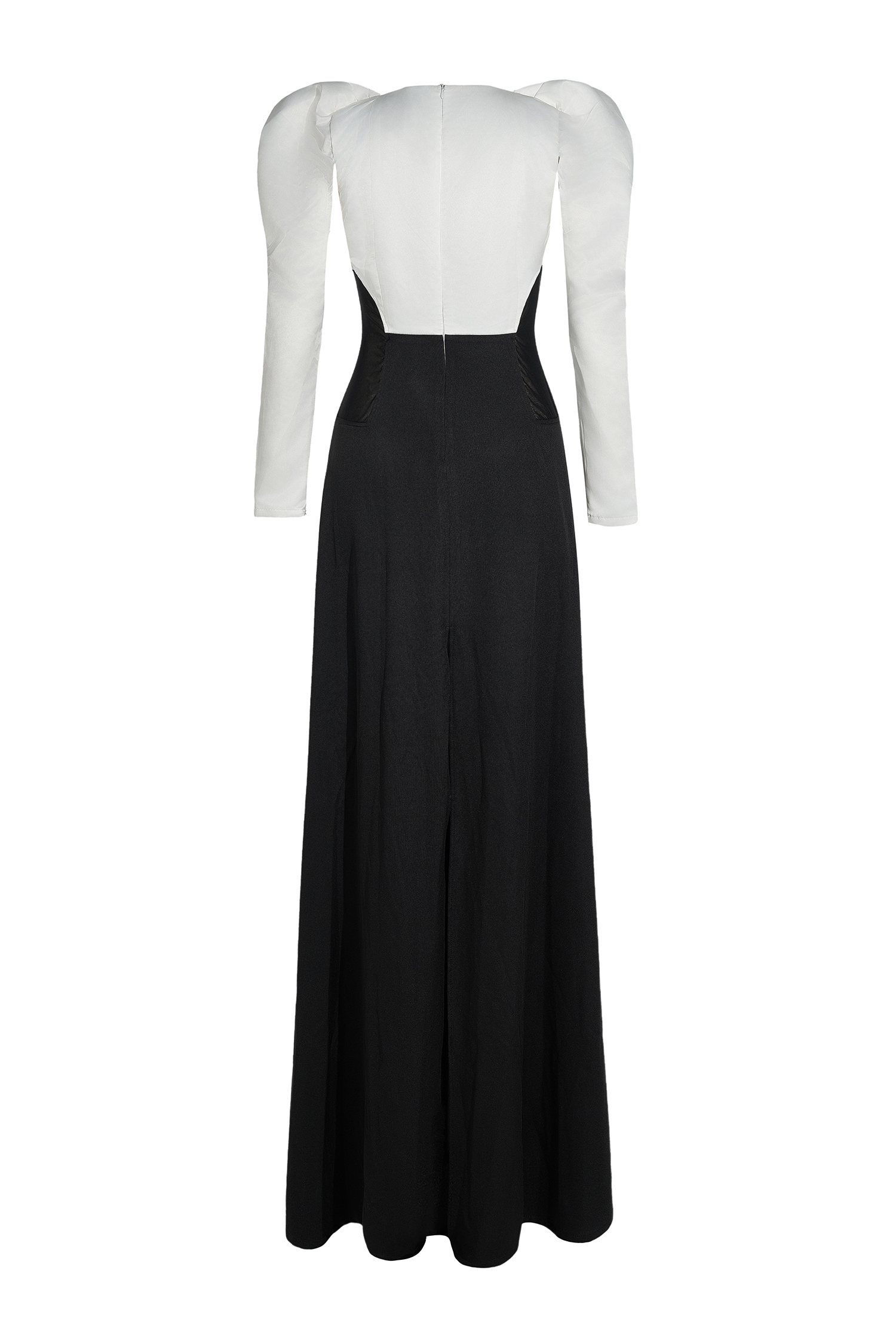 Contrast Color Long Sleeve Maxi Dress