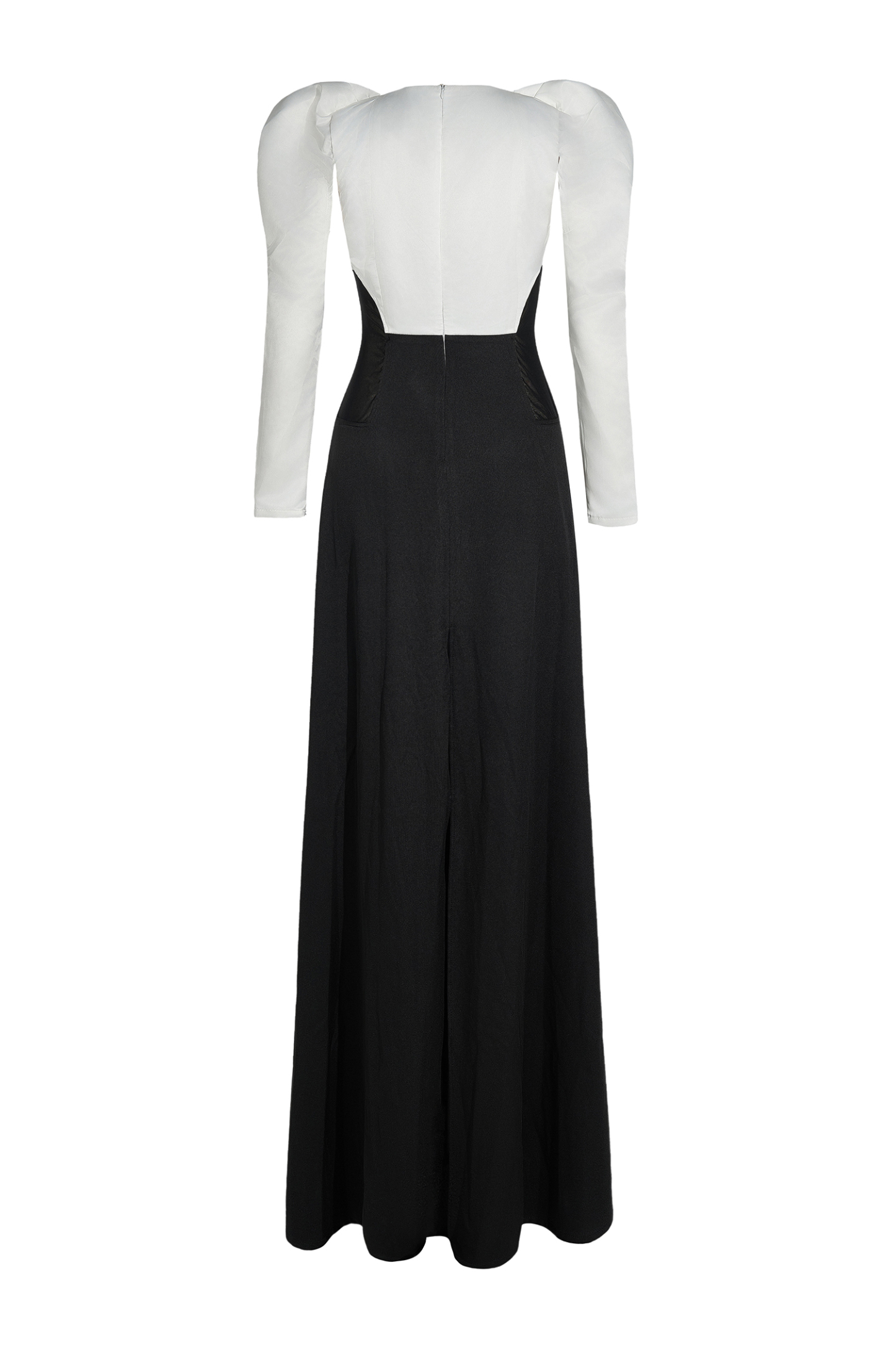 Contrast Color Long Sleeve Maxi Dress