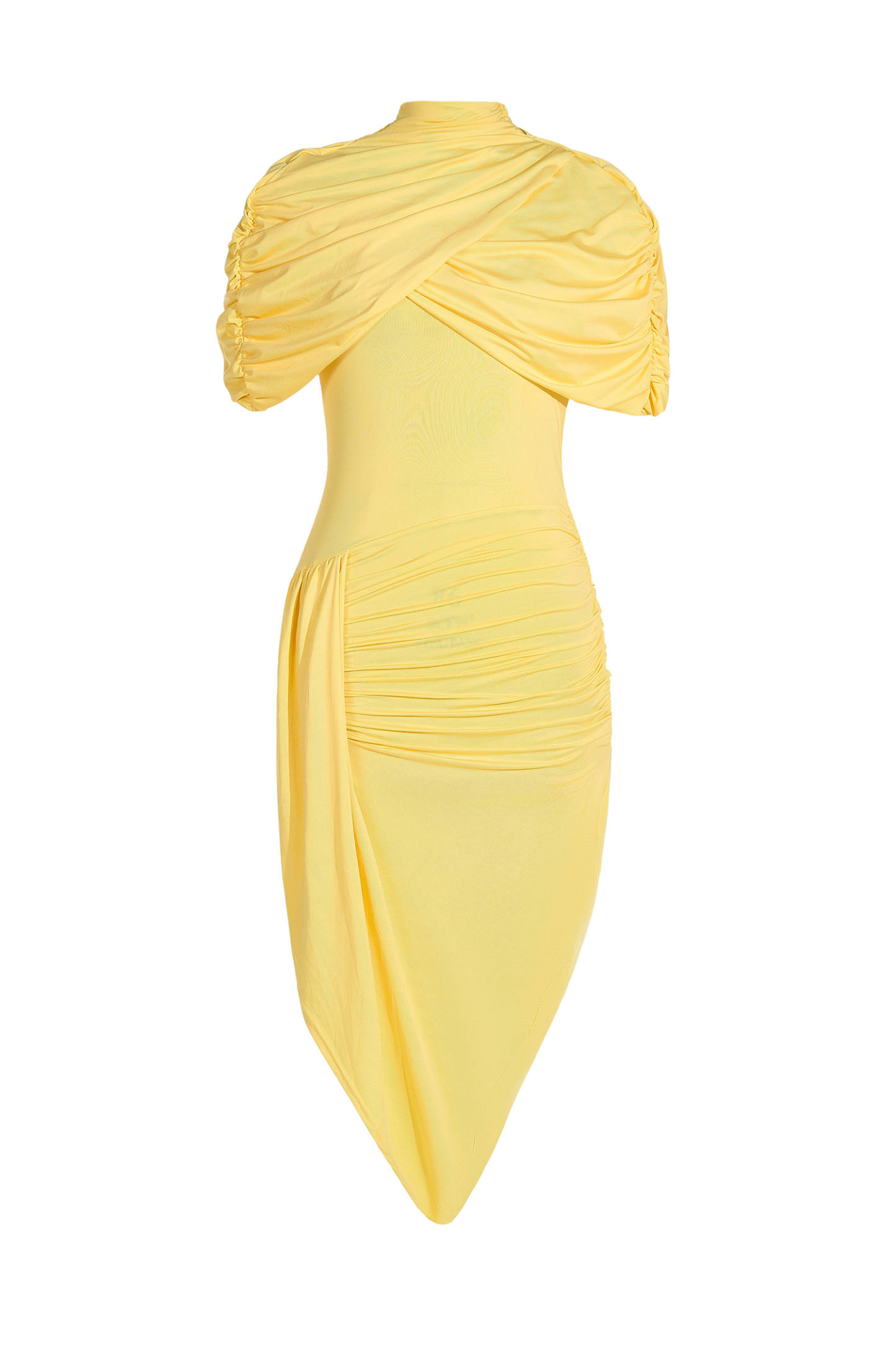 Asymmetric Twisted Cape Midi Dress