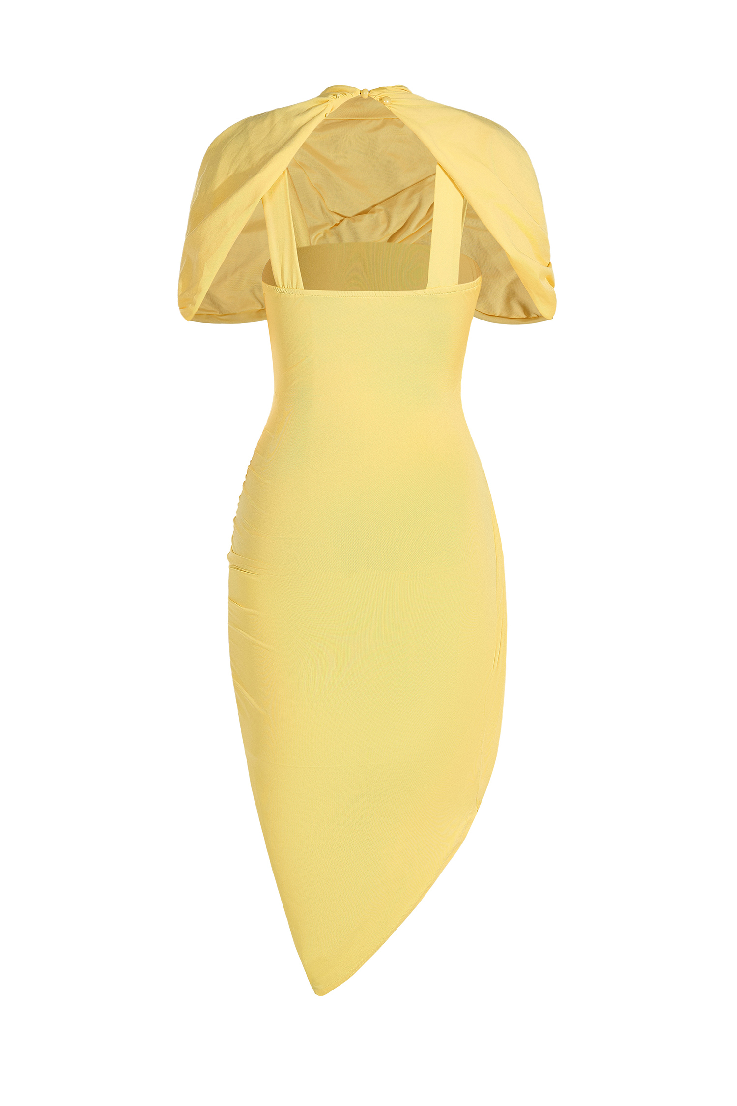 Asymmetric Twisted Cape Midi Dress