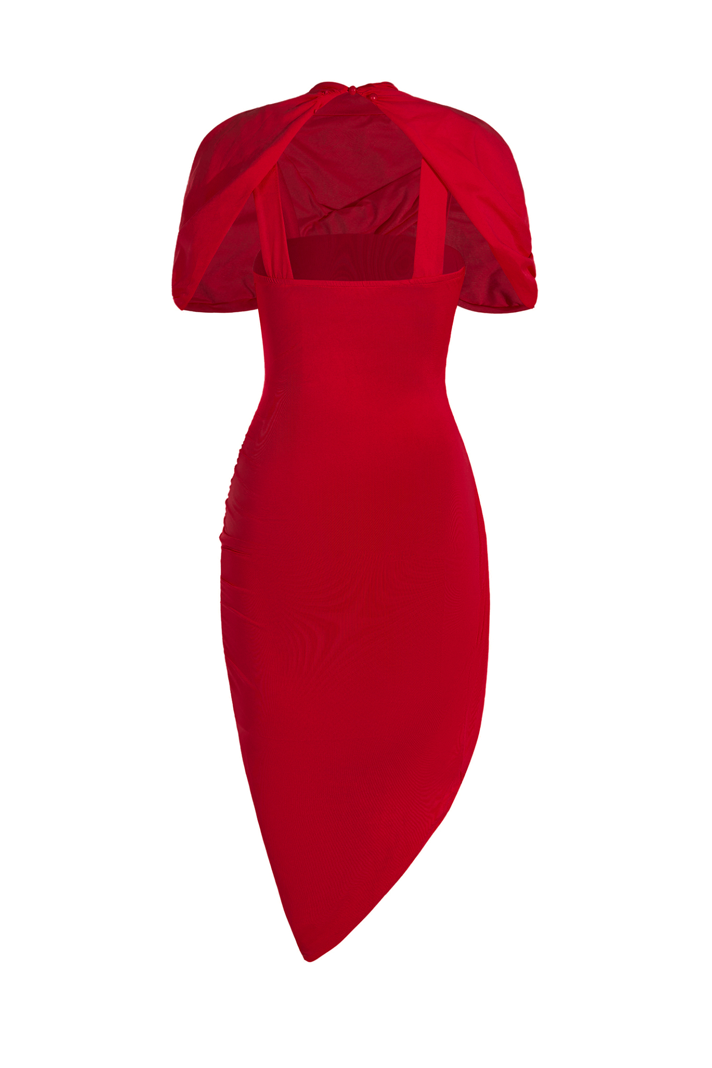 Asymmetric Twisted Cape Midi Dress